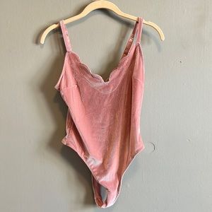 Pink Velvet Bodysuit | urban outfitters